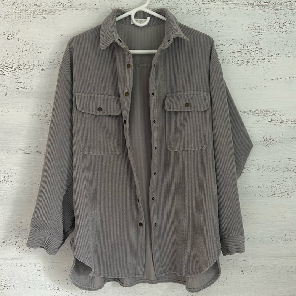 ON YOU grey corduroy shacket.  Size L